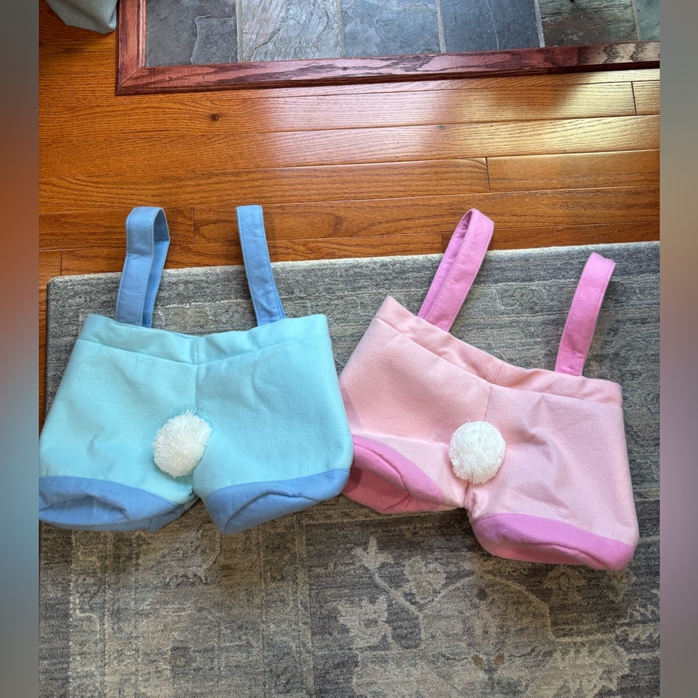 Adorable Blue and Pink Bunny Tail Easter Baskets for Kids